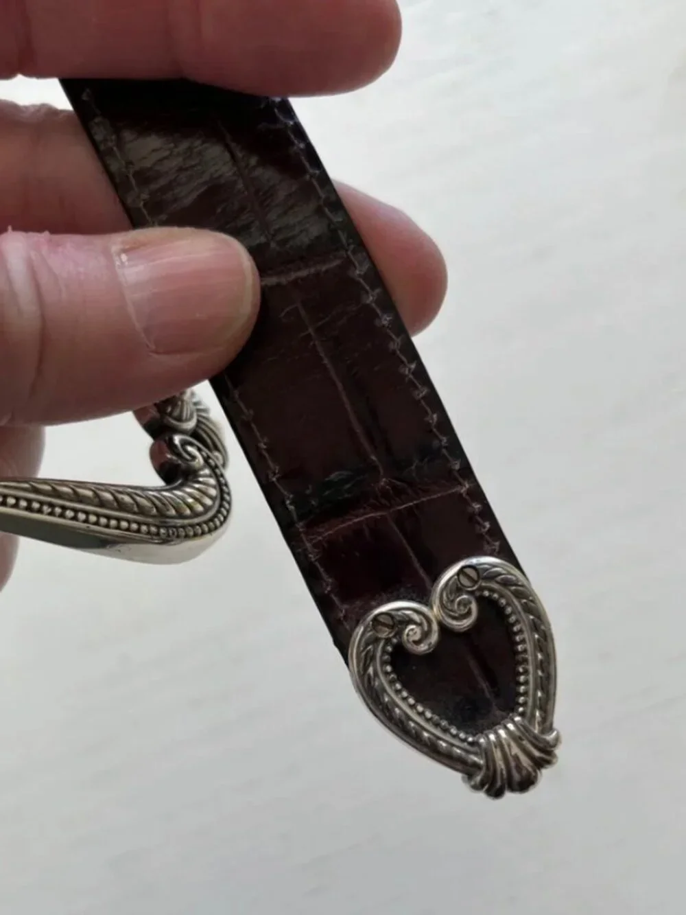Brighton Brown Croc Belt Size 34 - Picture 3 of 5